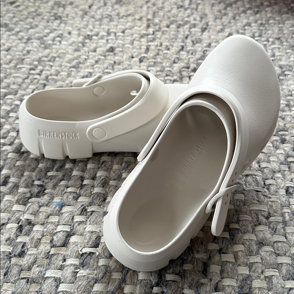 Birkenstock Slide on Clog with Strap in Eggshell (Birki Flow) - Picture 8 of 15